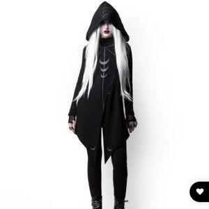 Goth Black & Purple Hooded Cardigan with moon phase Design